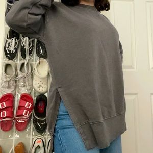 aerie Grey Slit Sweatshirt - XS